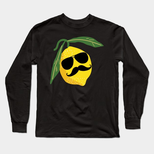 Cool Lemon with mustache Long Sleeve T-Shirt by Mind Your Tee